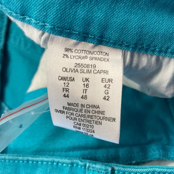 FDJ, French Dressing Jeans, Mid Rise Capri Olivia Jeans in Aqua Green, Size 12‎ - Picture 8 of 9